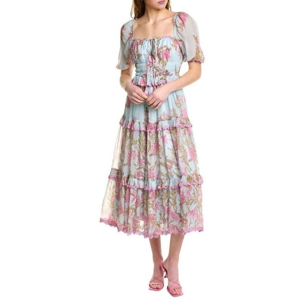Hemant & Nandita Womens Midi Dress, Blue Medium
